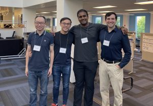 Current and former group members at Gordon Conference on membranes, August 2024 (left to right: Qianhong She, Zi Hao Foo, Akshay Deshmukh, David Warsinger)